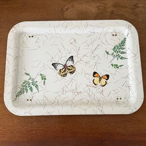 Vintage 70s Butterfly Fern Metal TV Lap Bed Tray with Foldable Legs